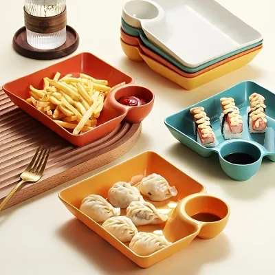 Square Serving Plates With Saucer (4 Pc)